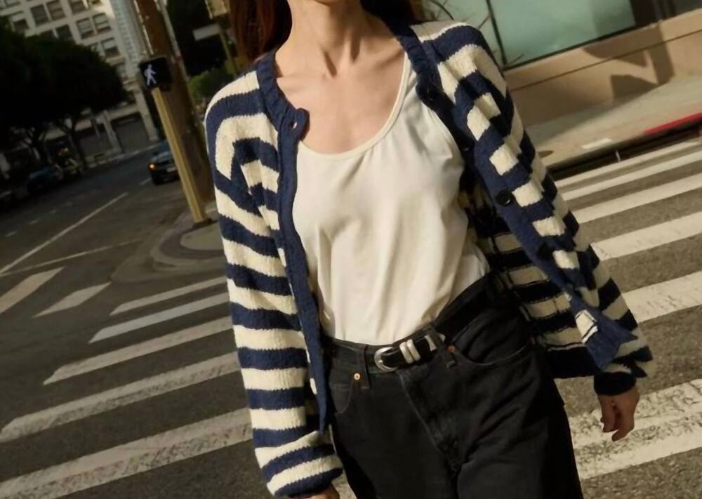 New Nation La Tessa blue & white cardigan sz XS